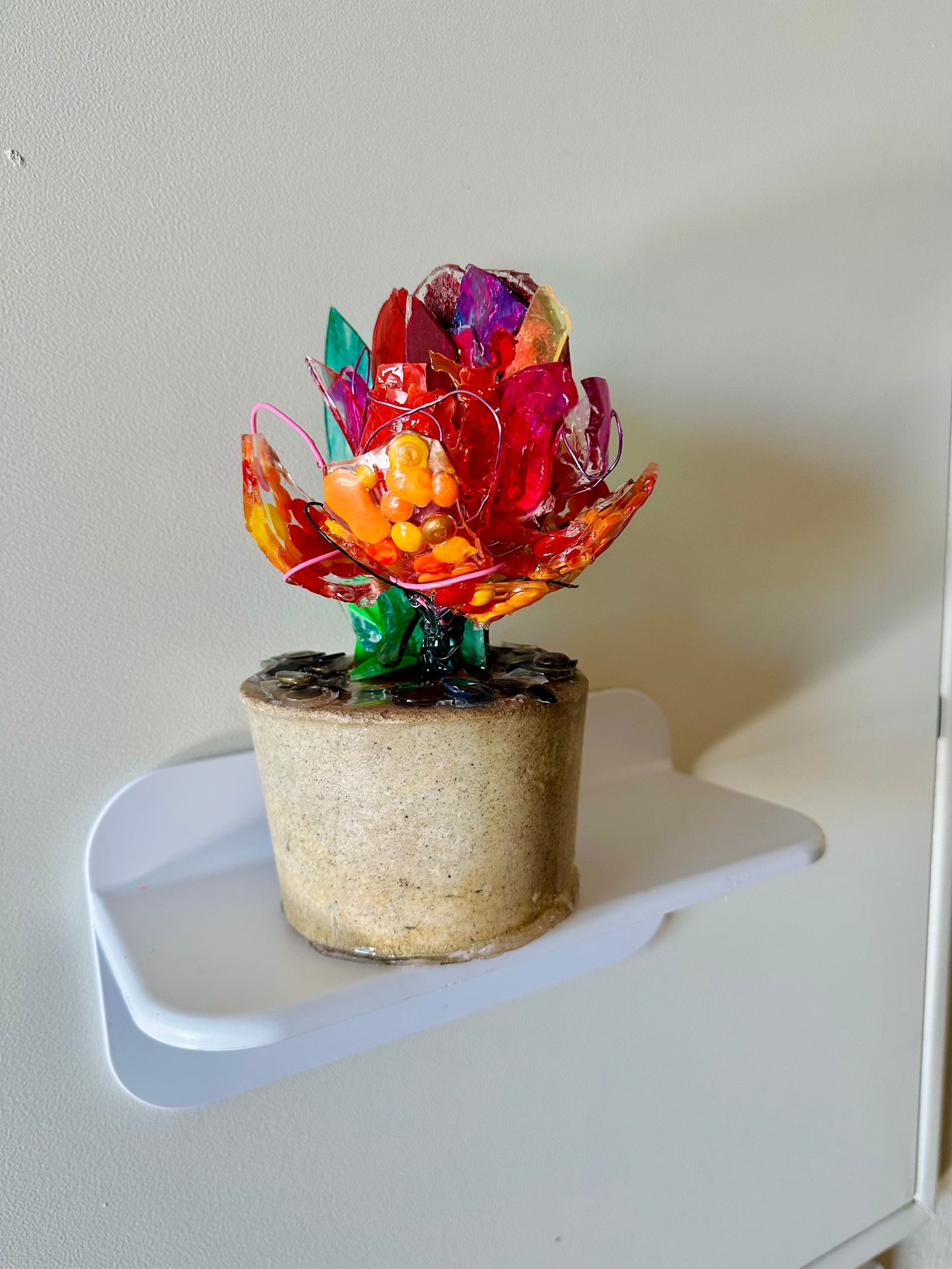 living in the present | upcycled flower sculpture