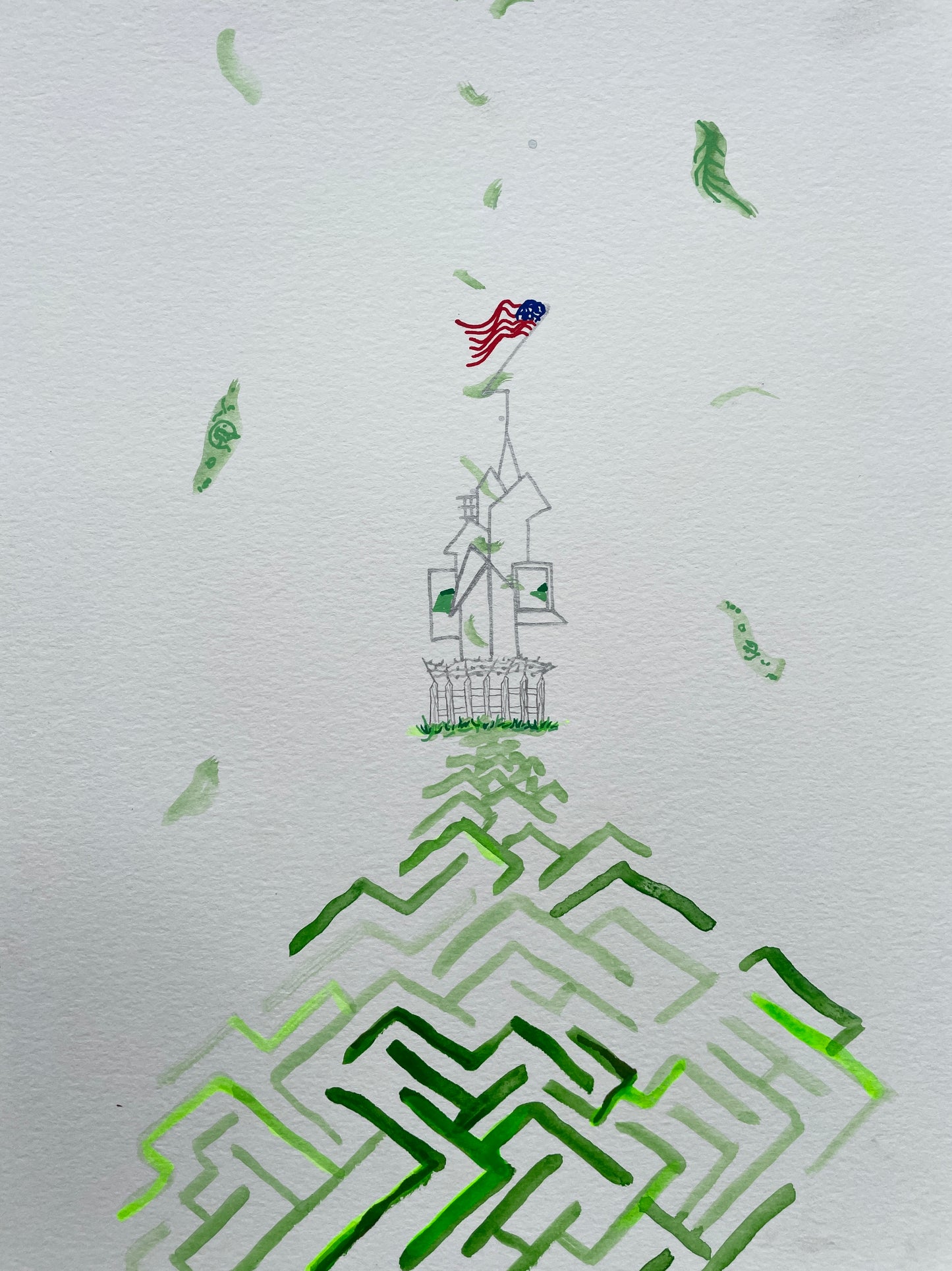 maze to the american dream: original art by Mikey Kettinger